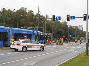 Słuzby ratunkowe biorące udział w ćwiczeniach w Nowej Hucie