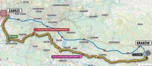 mapa trasy przejazdu 78 Tour de Pologne z Zabrza do Krakowa