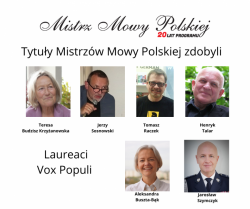 Plakat z logo Mistrz mowy polskiej